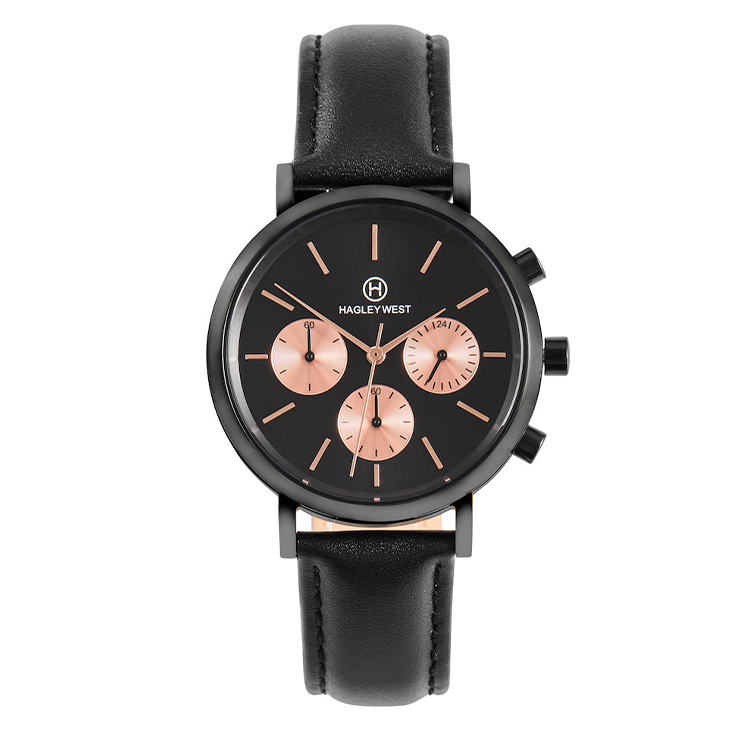 Reina Sant Lluis | Black & Rose Gold Watch | Women's Watches | Hagley West