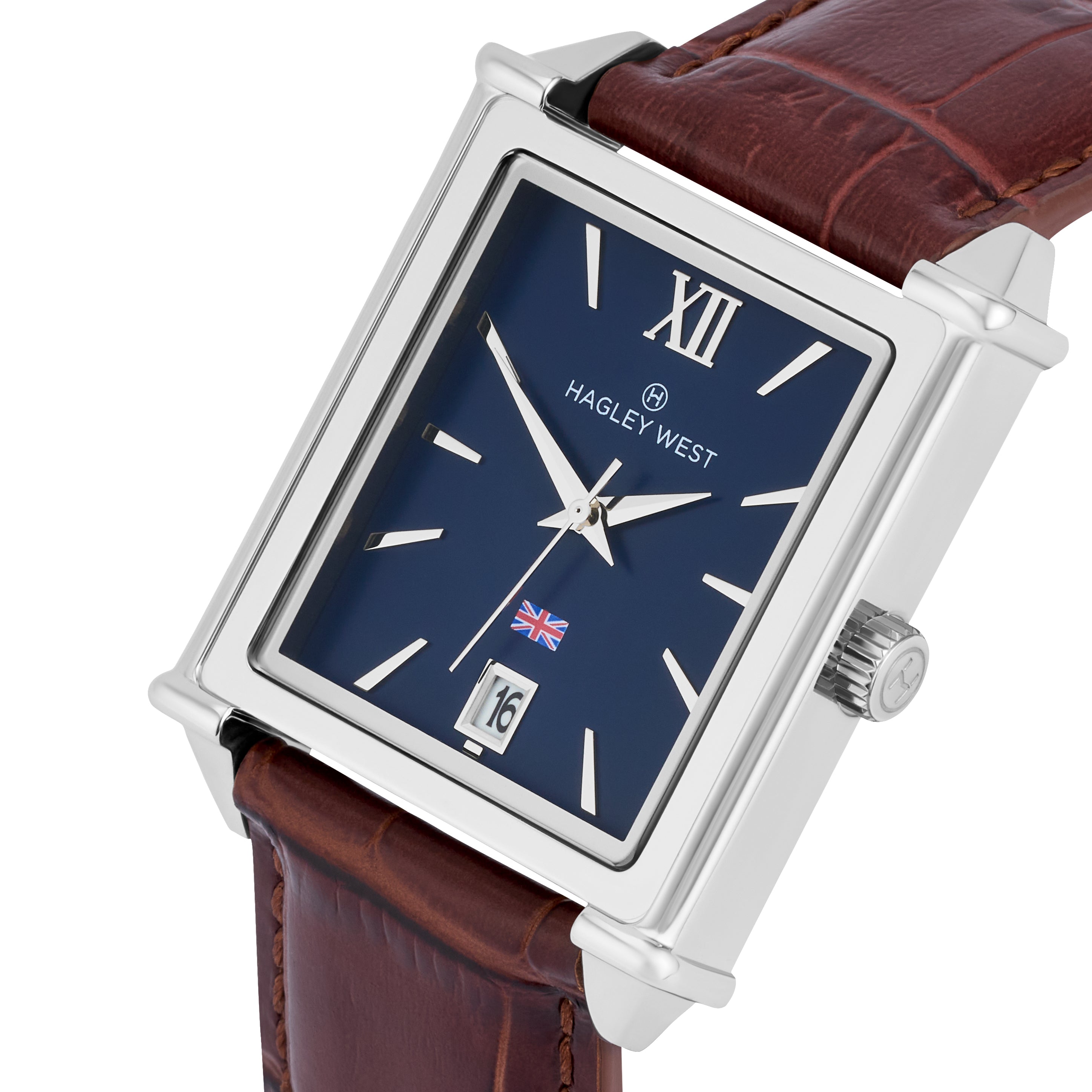 Brit Bath | Blue Face Men's Watch | Brown Bamboo Leather